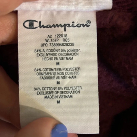 Vintage 90s Champion All over Logo Reverse Weave Hoodie Sz Med Labels attached - Picture 6 of 8